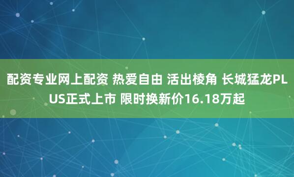 配资专业网上配资 热爱自由 活出棱角 长城猛龙PLUS正式上市 限时换新价16.18万起